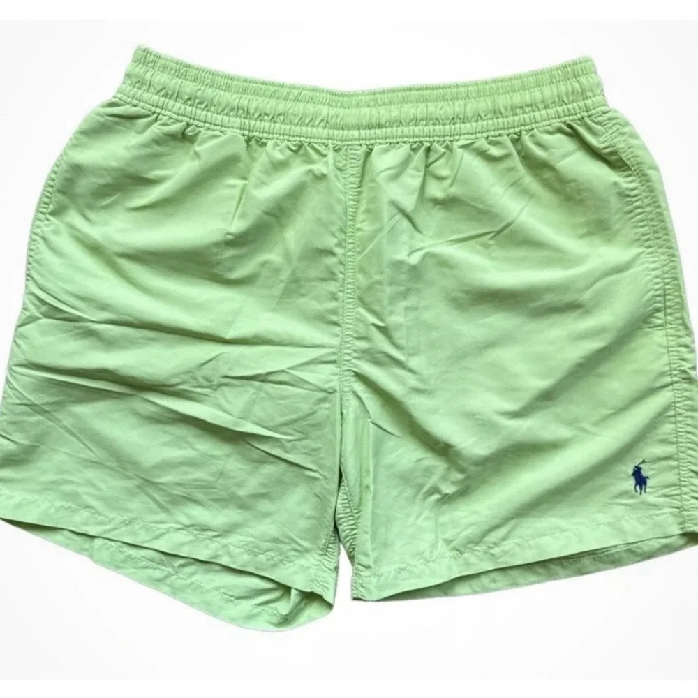 POLO RALPH LAUREN Men's Lime Green 80's Style Swim Trunks Board‎ Shorts Sz Large